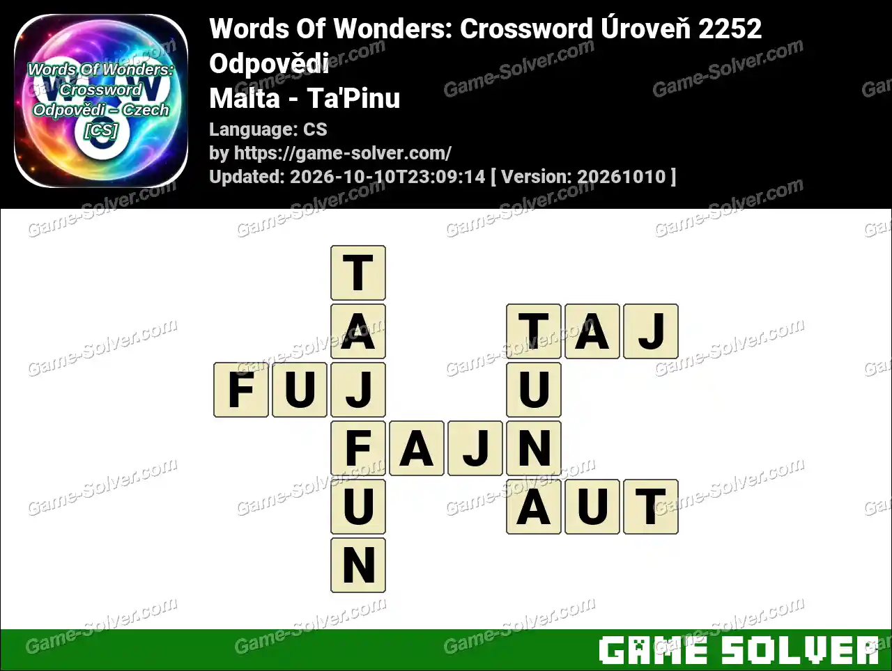 Words Of Wonders: Crossword Úroveň 2252 Odpovědi – Malta – Ta’Pinu